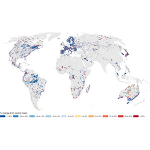 Global map of modelled threat reduction in protected areas